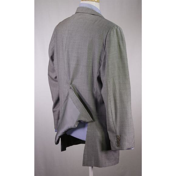 Ermenegildo Zegna Gray Houndstooth Windowpane Wool Silk Sportcoat Blazer 46R - Picture 7 of 11
